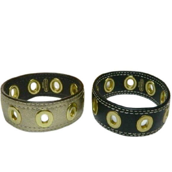 Coach Jewelry Coach Leather Brass Grommet Bracelets Set Of 2 Poshmark